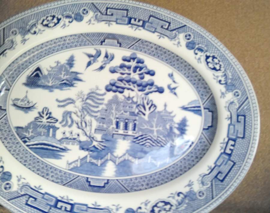 Blue Willow 13" Oval Serving Platter by John Tams-1
