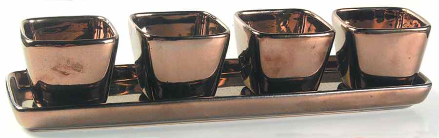 South Beach (5 Piece) Condiment (4 Pc & Ceramic Stand) by Joseph Abboud-1