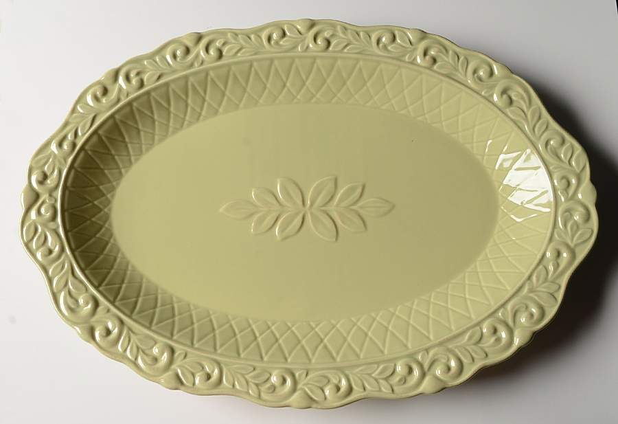Isabella Sage Green 18" Oval Serving Platter by JCPenney-1