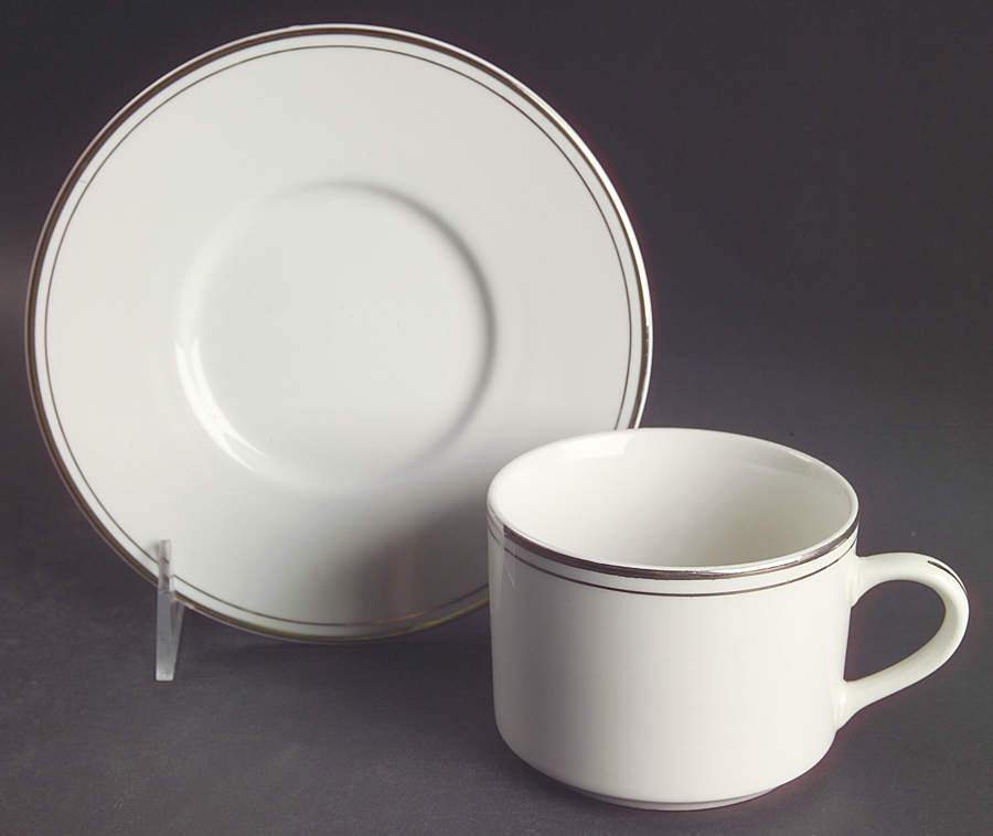 Elegance Platinum Tone Flat Cup & Saucer Set by JCPenney-1