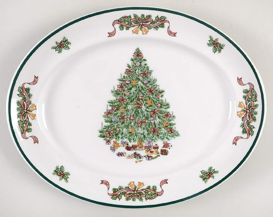 Victorian Christmas ("England 1883") 11" Oval Serving Platter by Johnson Brothers-1