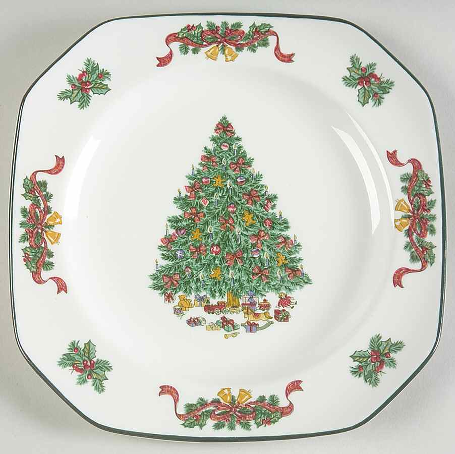 Victorian Christmas ("England 1883") Square Salad Plate by Johnson Brothers-1