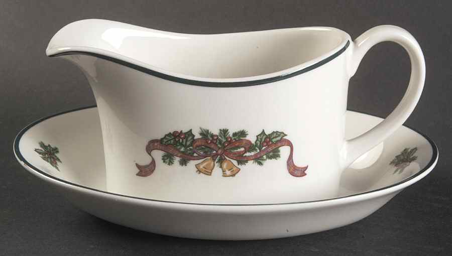Victorian Christmas ("England 1883") Gravy Boat & Underplate/Relish by Johnson Brothers-1