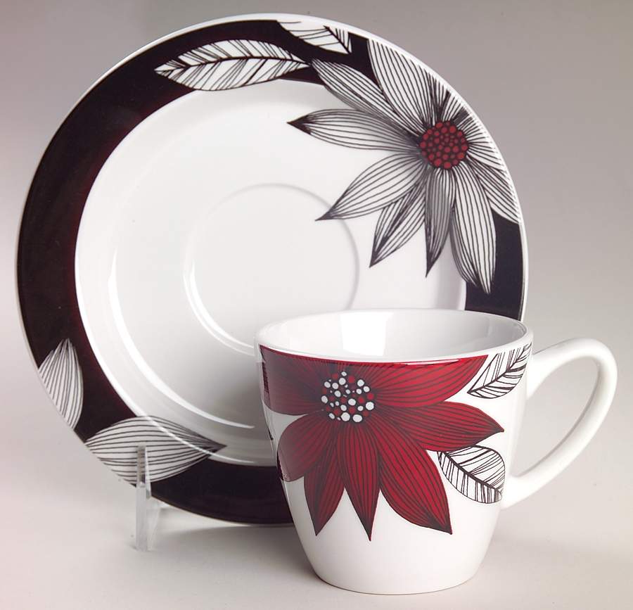 Claret Flat Cup & Saucer Set by Johnson Brothers-1