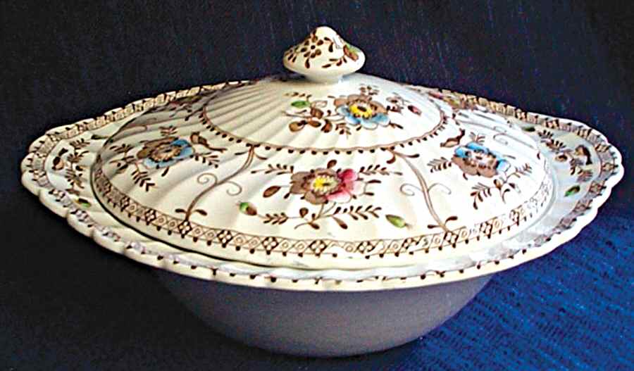 Indies Brown Multicolor Round Covered Vegetable by Johnson Brothers-1
