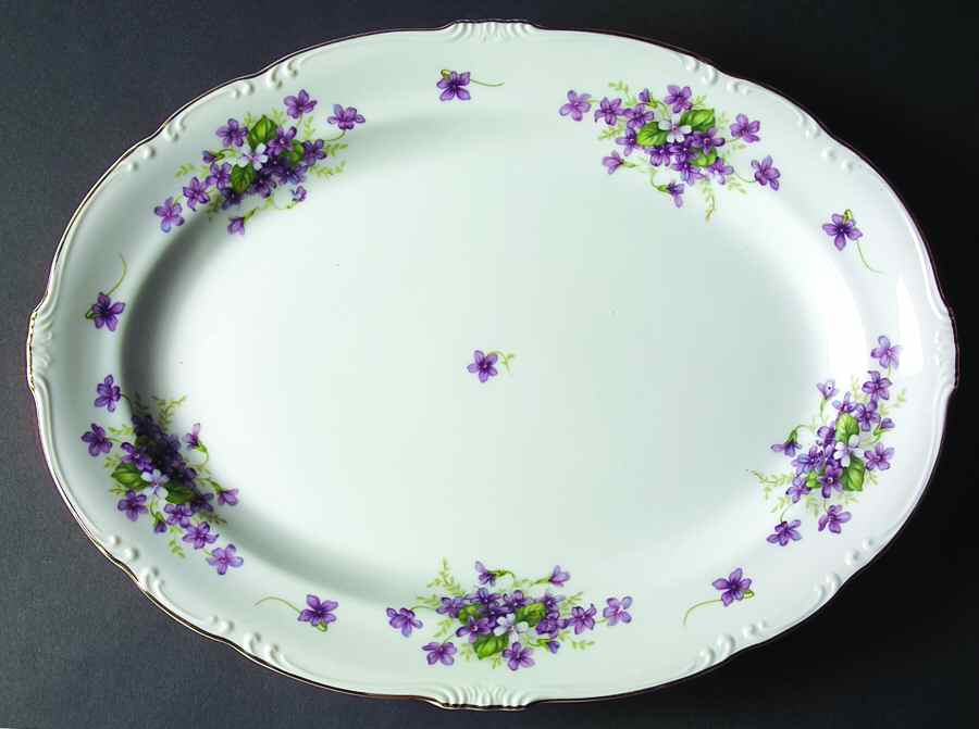Violets 16" Oval Serving Platter by Japan-1