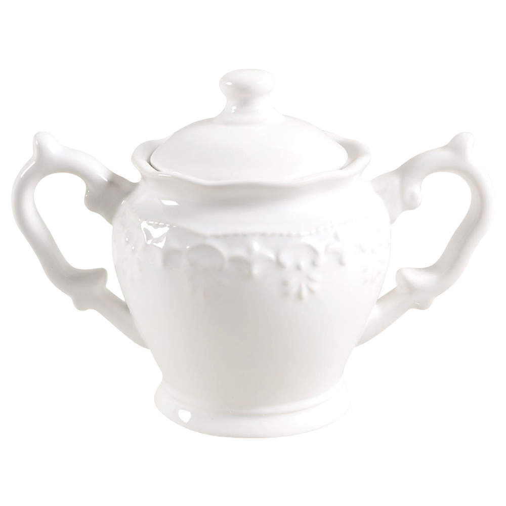 Lace White Sugar Bowl & Lid by JCPenney-1