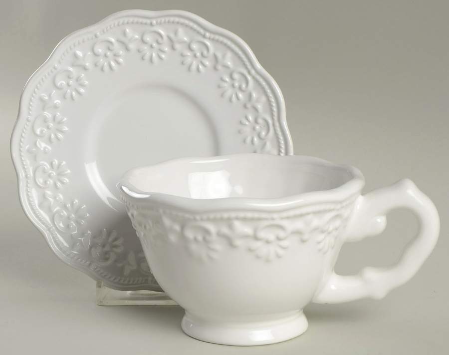 Lace White Footed Cup & Saucer Set by JCPenney-1