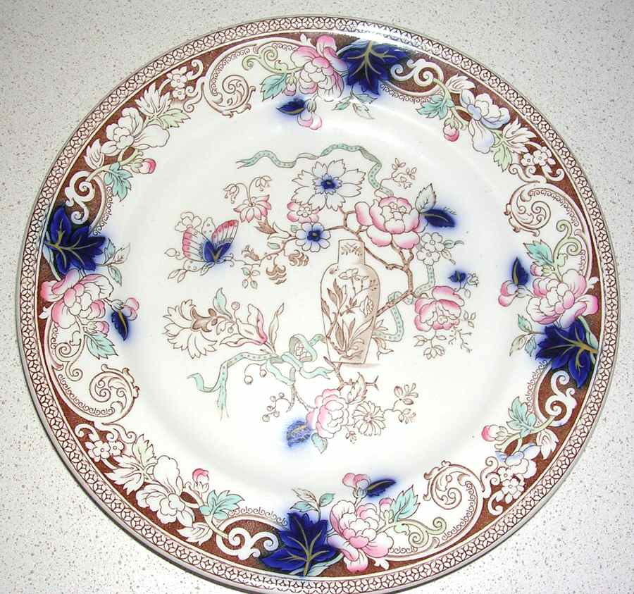 Sutherland Japan (Pink and Cobalt, Tan Vase) Luncheon Plate by George Jones & Sons-1