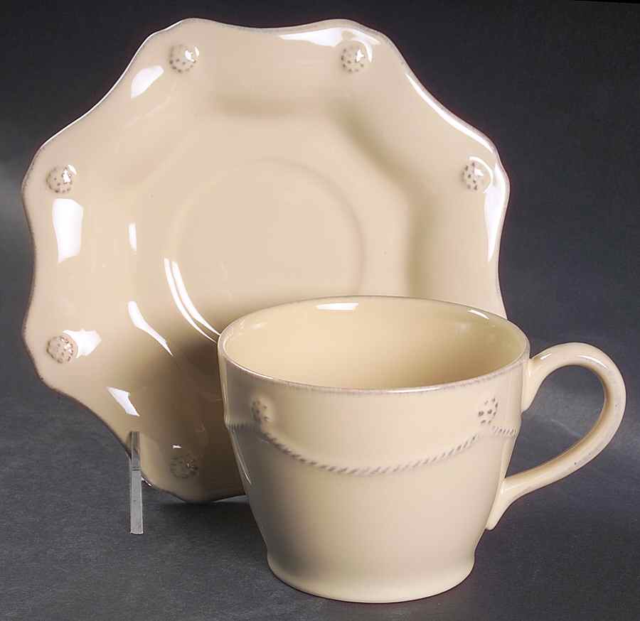 Berry and Thread Butter Yellow Flat Cup & Saucer Set by Juliska Ceramics-1