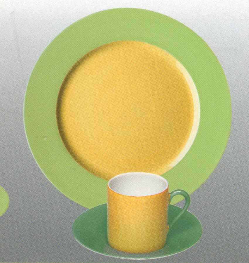 Swing Emerald Green Yellow Dinner Plate by Jammet Seignolles-1
