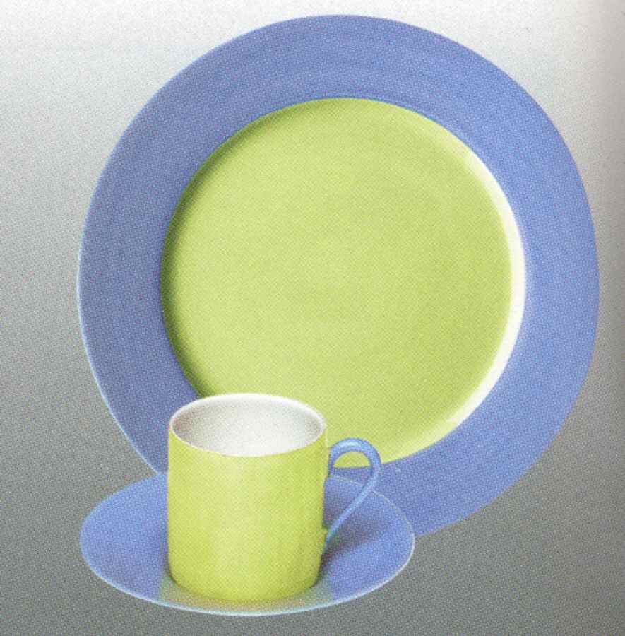 Swing Azure and Yellow Green Dinner Plate by Jammet Seignolles-1