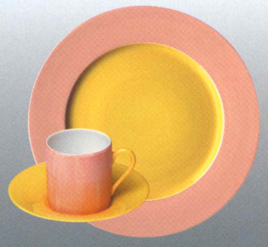 Swing Salmon and Yellow Dinner Plate by Jammet Seignolles-1