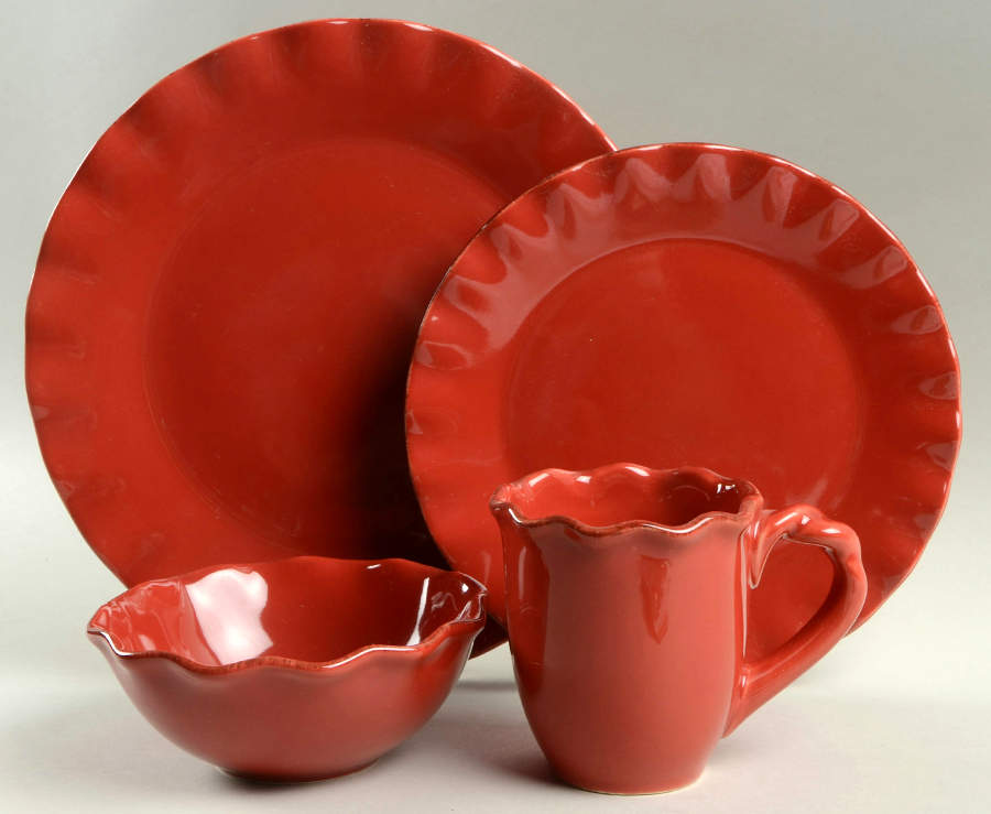 Scallop Spice (Red) 4 Piece Place Setting by JCPenney-1