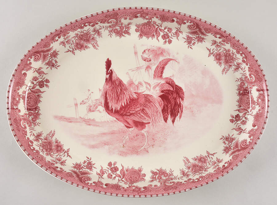 William James Farm Yard Red 16" Oval Serving Platter by Jay Import-1