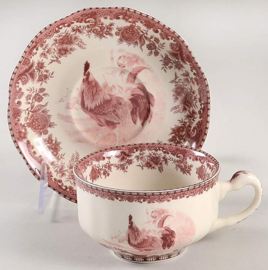 William James Farm Yard Red Flat Cup & Saucer Set by Jay Import-1