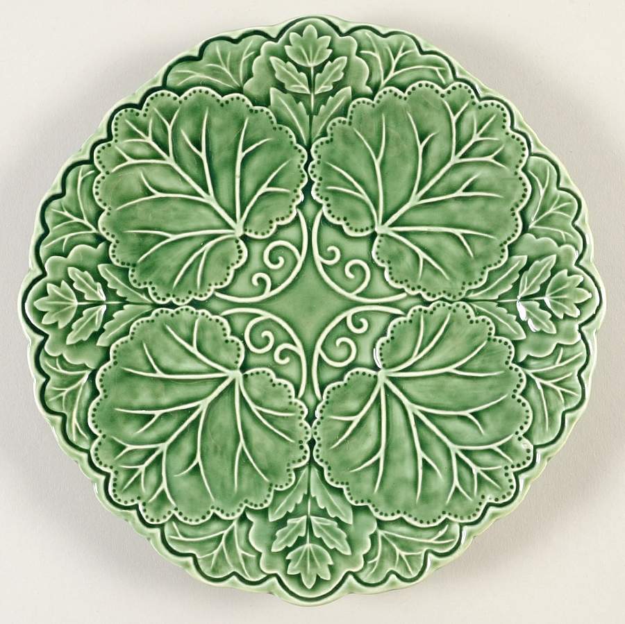Green Leaf Majolica Salad/Dessert Plate by Jay Willfred-1