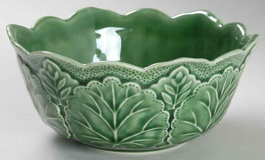 Green Leaf Majolica Soup/Cereal Bowl by Jay Willfred-1