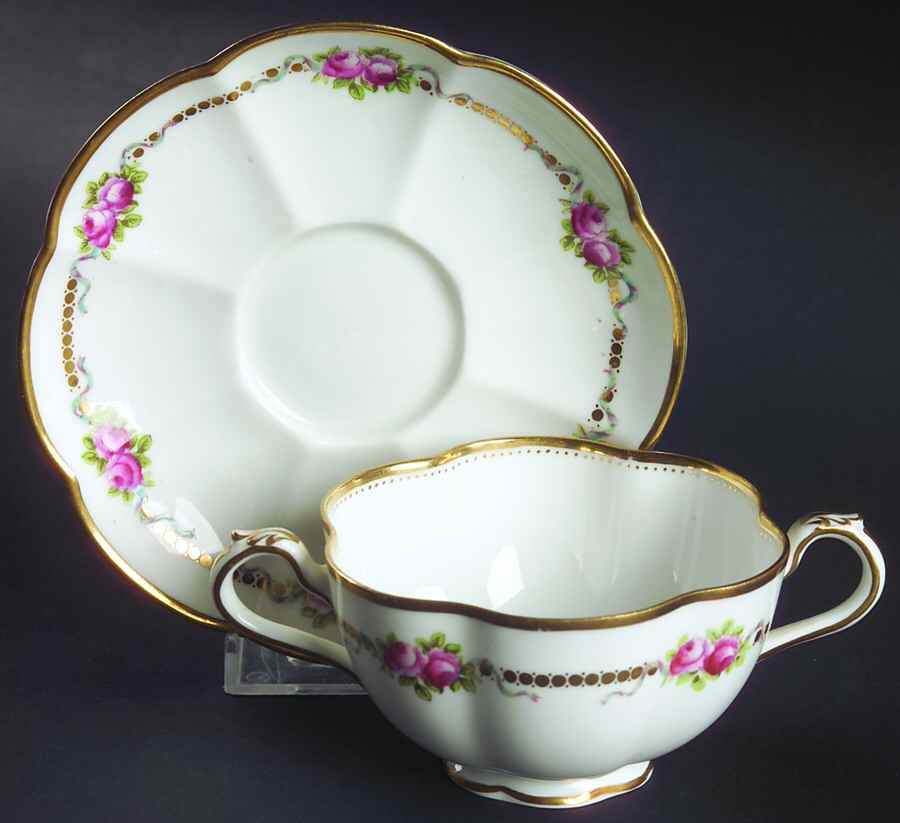 20080 Footed Bouillon Cup & Saucer by George Jones & Sons-1