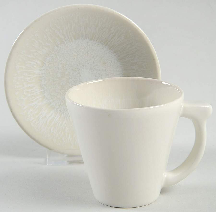 Vuelta White Pearl Flat Demitasse Cup & Saucer Set by Jars-France-1