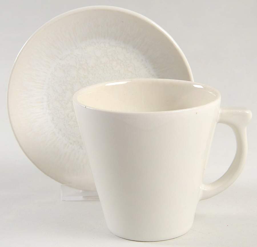 Vuelta White Pearl Flat Cup & Saucer Set by Jars-France-1