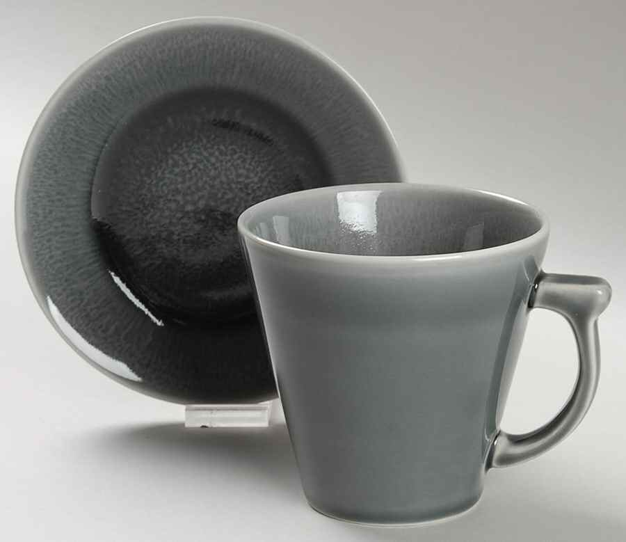 Vuelta Gray Silex Flat Cup & Saucer Set by Jars-France-1