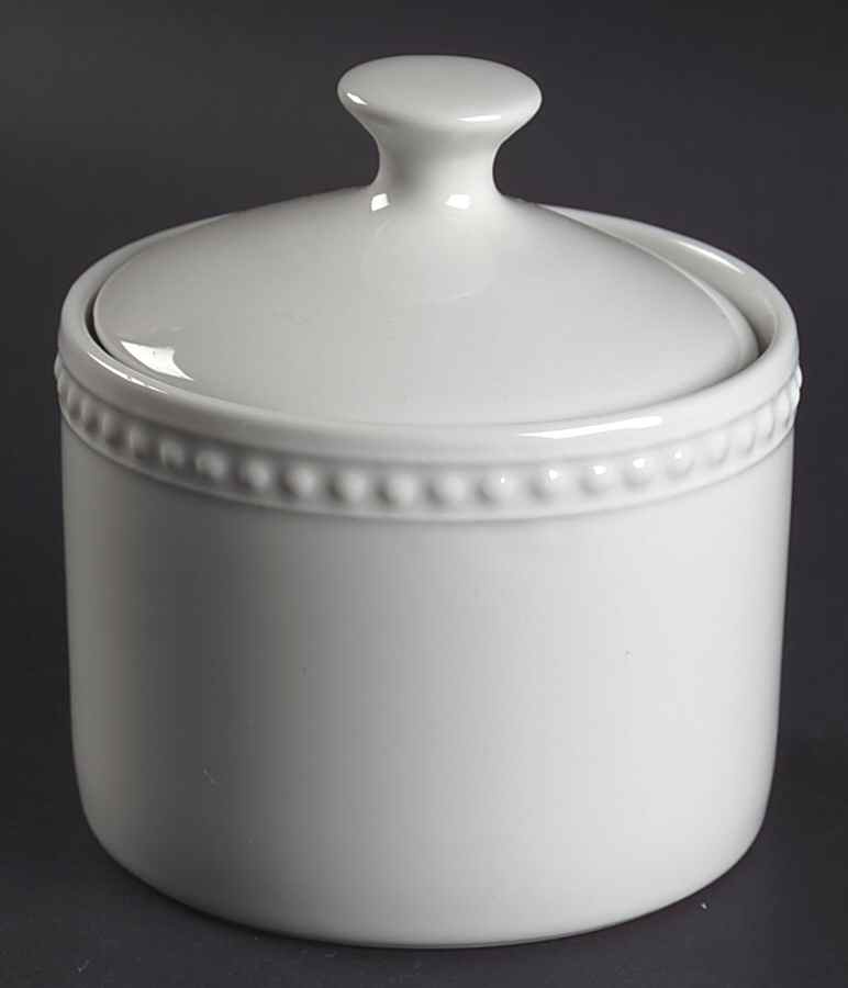Elegant Pearl White Sugar Bowl & Lid by JCPenney-1