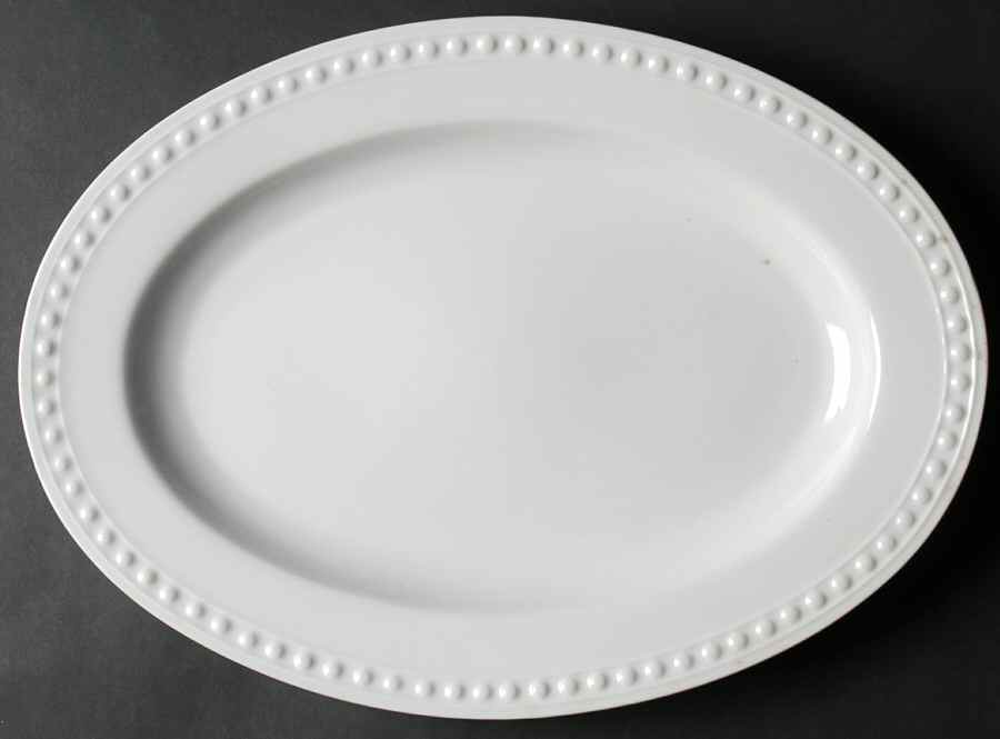 Elegant Pearl White 14" Oval Serving Platter by JCPenney-1