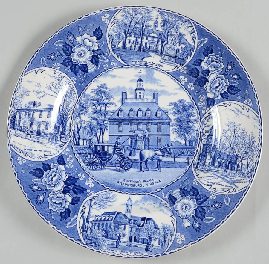 Williamsburg Virginia Blue Dinner Plate by Jonroth Studios-1