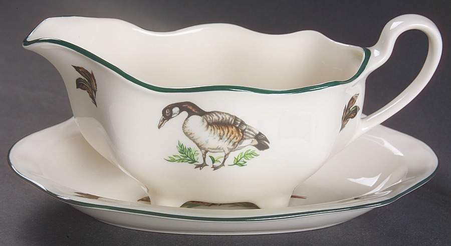 Brookshire ("England 1883" Stamp) Gravy Boat & Underplate/Relish by Johnson Brothers-1