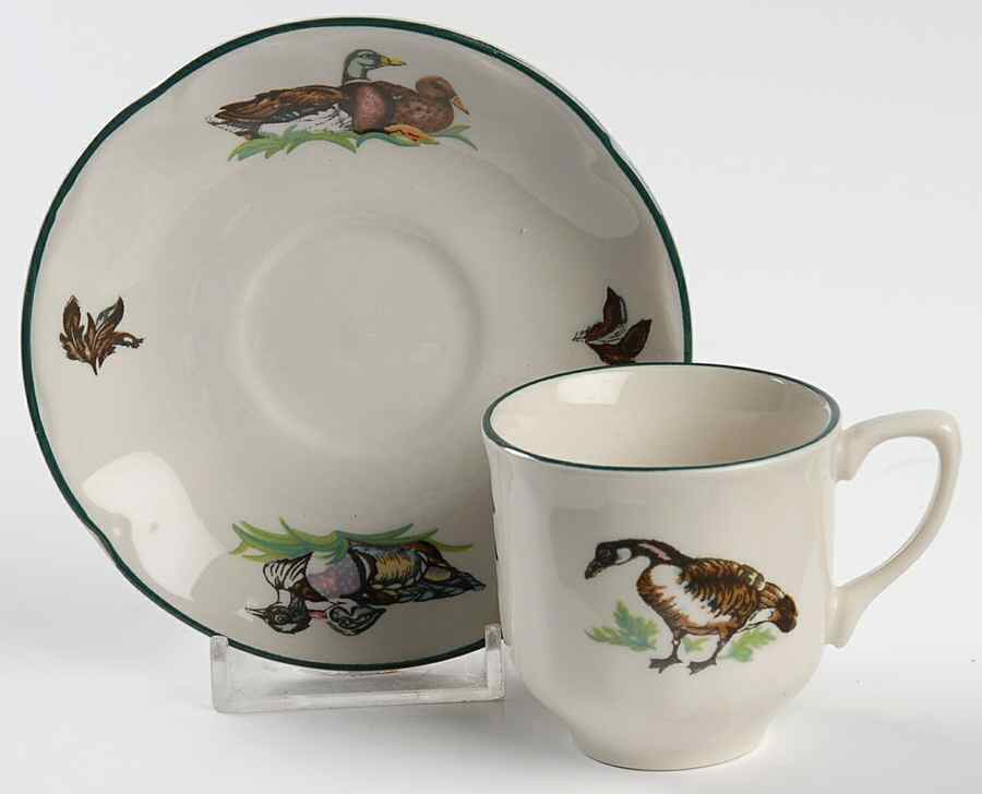 Brookshire ("England 1883" Stamp) Flat Demitasse Cup & Saucer Set by Johnson Brothers-1