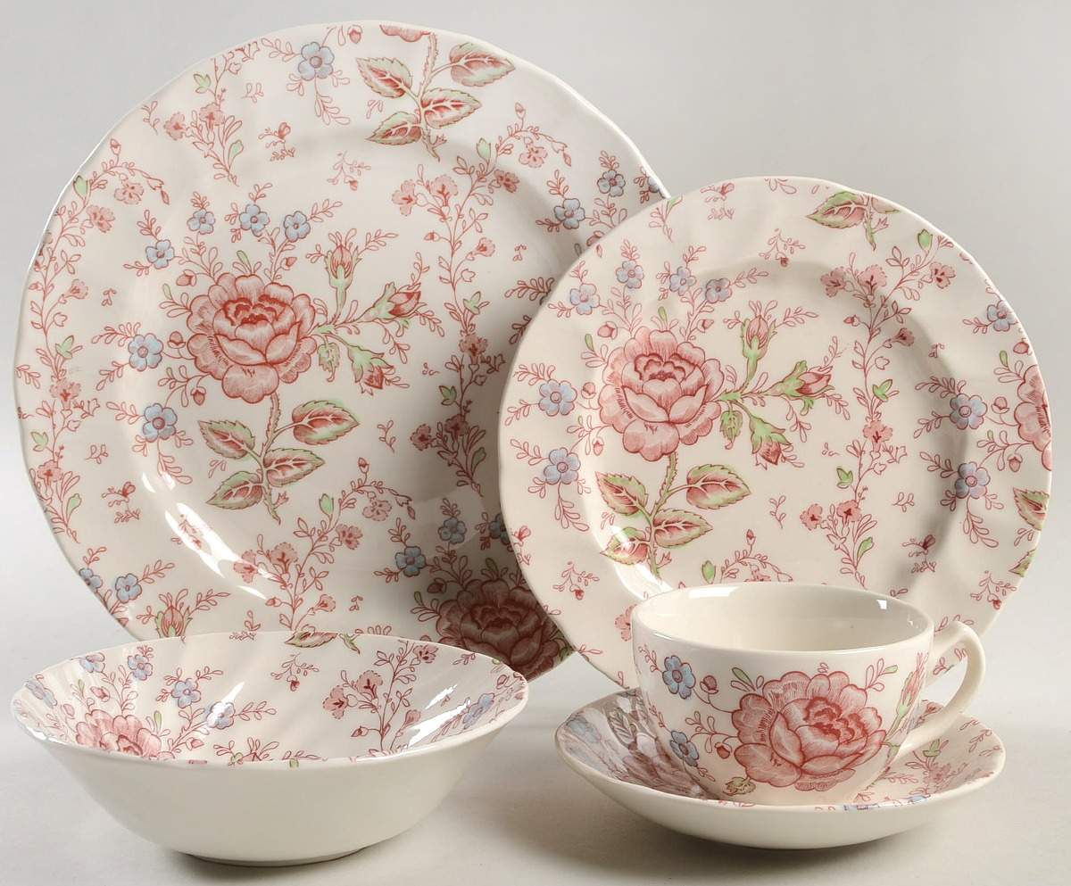 Rose Chintz Pink ("England 1883" Stamp) 5 Piece Place Setting by Johnson Brothers-1