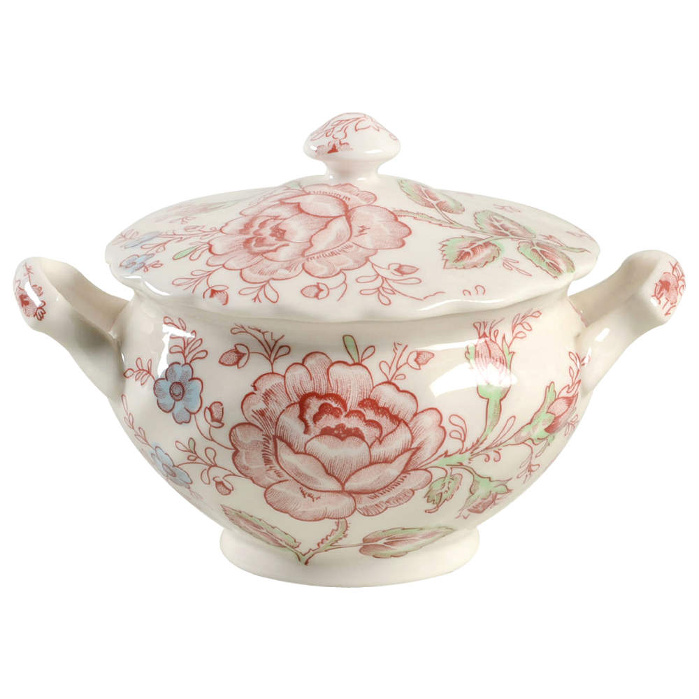 Rose Chintz Pink ("England 1883" Stamp) Sugar Bowl & Lid by Johnson Brothers-1