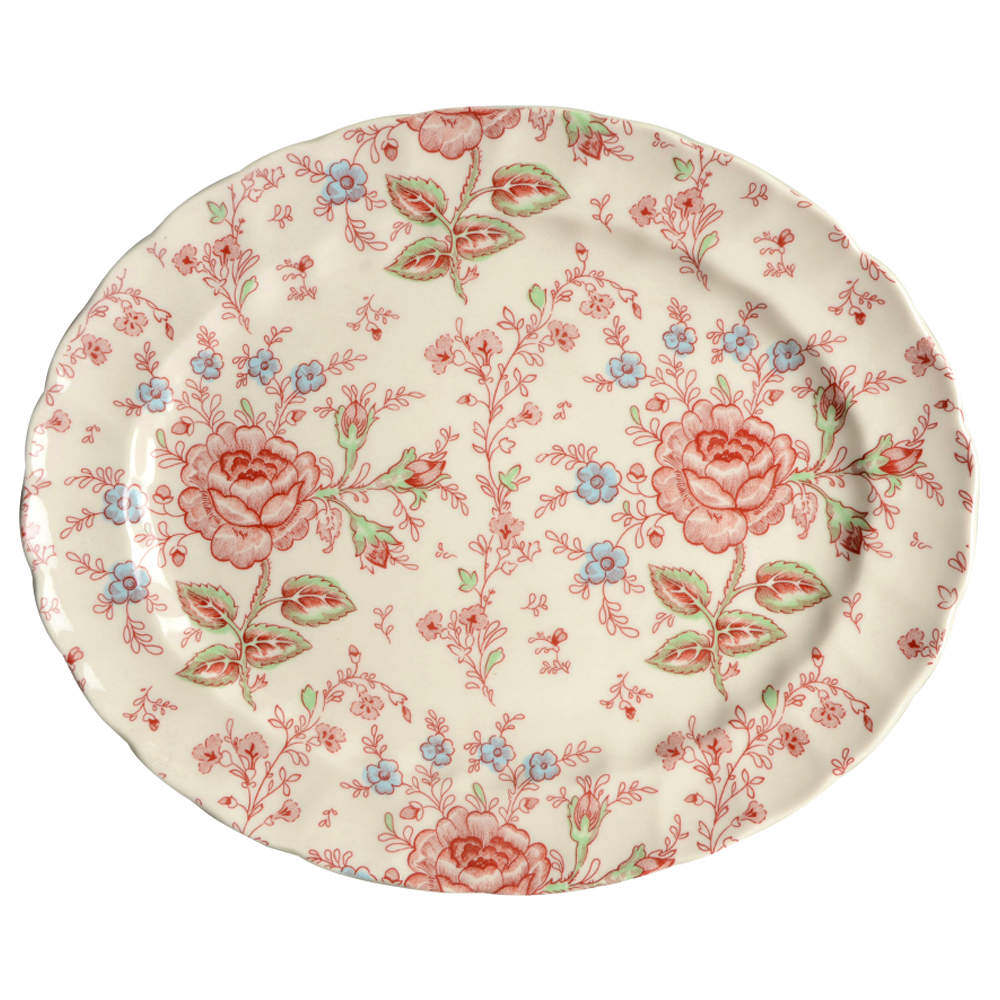 Rose Chintz Pink ("England 1883" Stamp) 11" Oval Serving Platter by Johnson Brothers-1