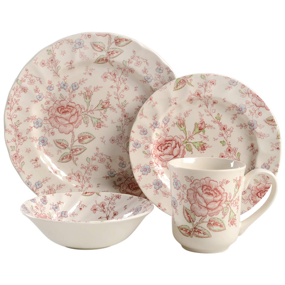 Rose Chintz Pink ("England 1883" Stamp) 4 Piece Place Setting by Johnson Brothers-1