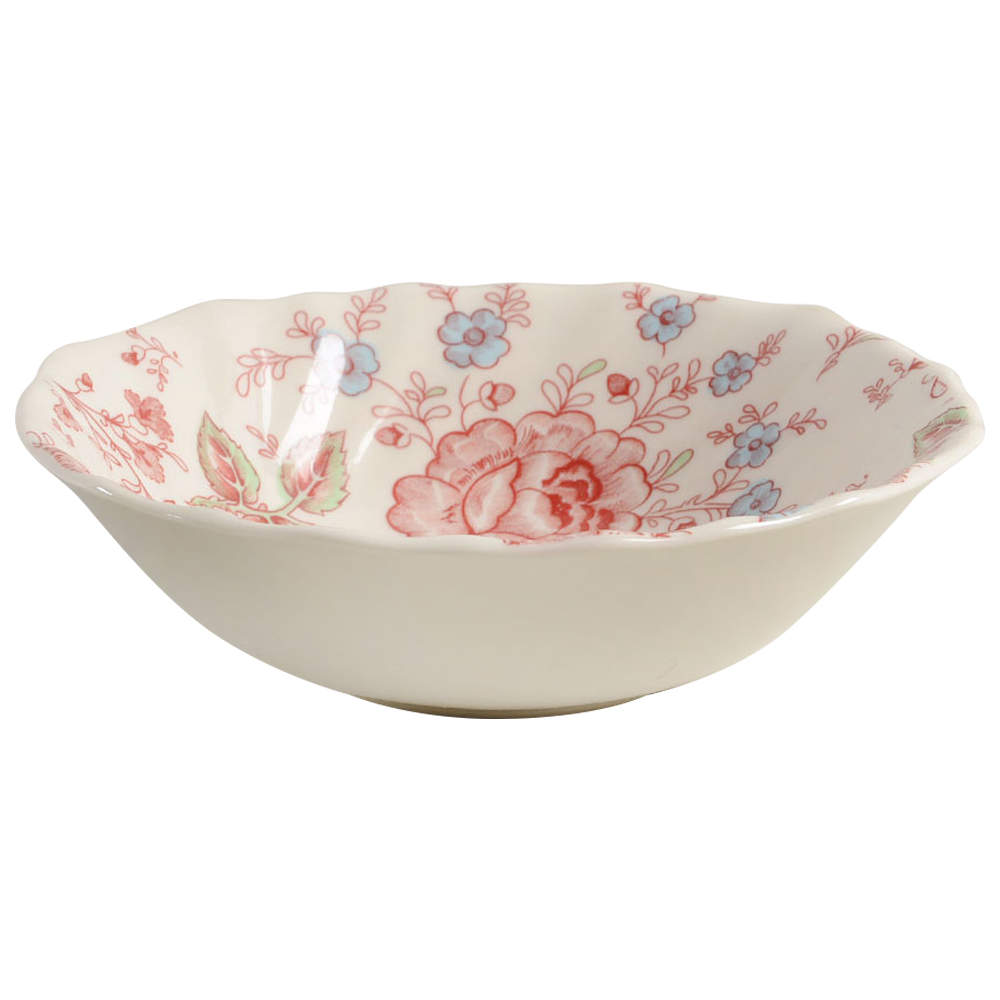 Rose Chintz Pink ("England 1883" Stamp) Square Cereal Bowl by Johnson Brothers-1