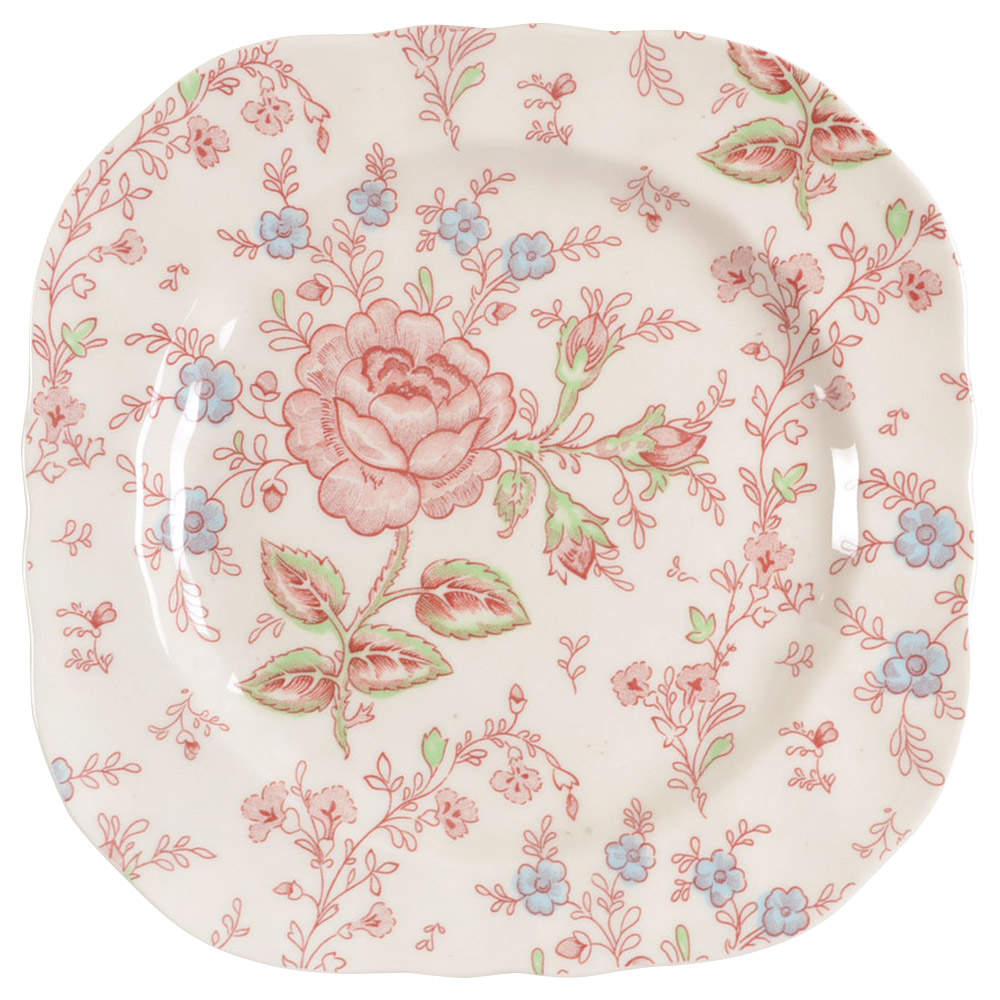 Rose Chintz Pink ("England 1883" Stamp) Square Salad Plate by Johnson Brothers-1