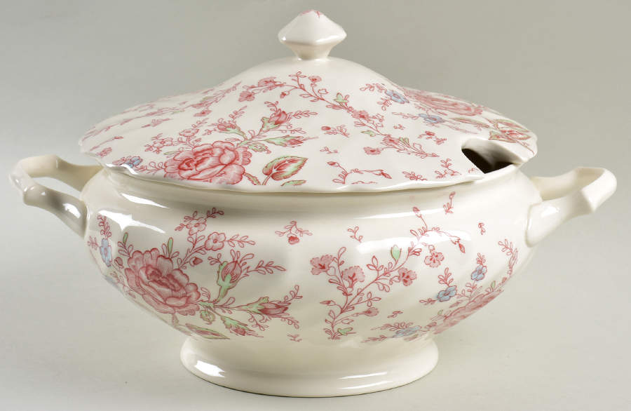 Rose Chintz Pink ("England 1883" Stamp) Tureen & Lid by Johnson Brothers-1