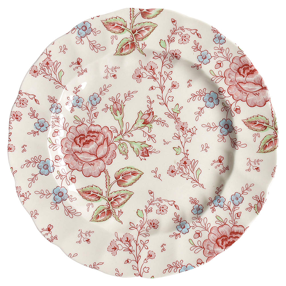 Rose Chintz Pink ("England 1883" Stamp) Luncheon Plate by Johnson Brothers-1