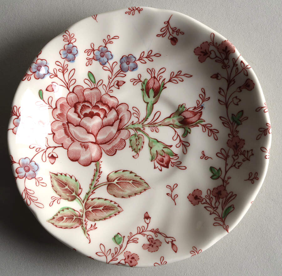 Rose Chintz Pink ("England 1883" Stamp) Saucer by Johnson Brothers-1