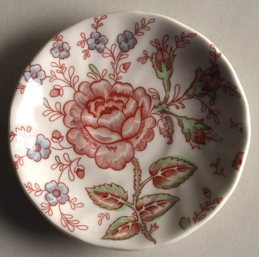 Rose Chintz Pink ("England 1883" Stamp) Saucer for Demitasse Cup by Johnson Brothers-1