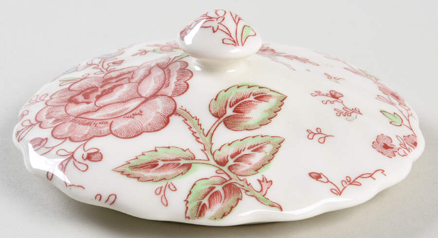 Rose Chintz Pink ("England 1883" Stamp) Lid for Sugar Bowl by Johnson Brothers-1