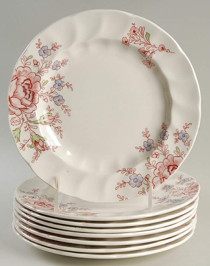 Rose Chintz Pink ("England 1883" Stamp) Accent Salad Plate - Set of 8 by Johnson Brothers-1