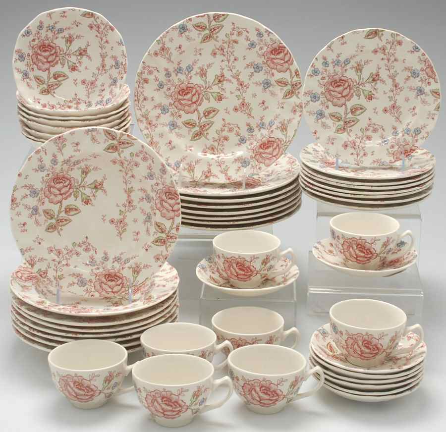 Rose Chintz Pink ("England 1883" Stamp) 48 Piece Set by Johnson Brothers-1