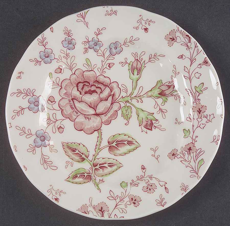 Rose Chintz Pink ("England 1883" Stamp) Bread & Butter Plate by Johnson Brothers-1