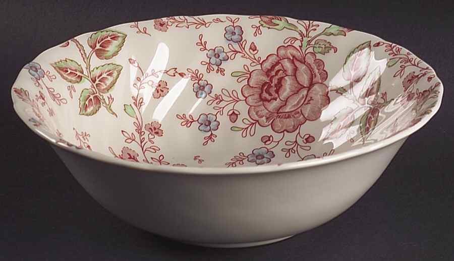 Rose Chintz Pink ("England 1883" Stamp) 8" Round Vegetable Bowl by Johnson Brothers-1