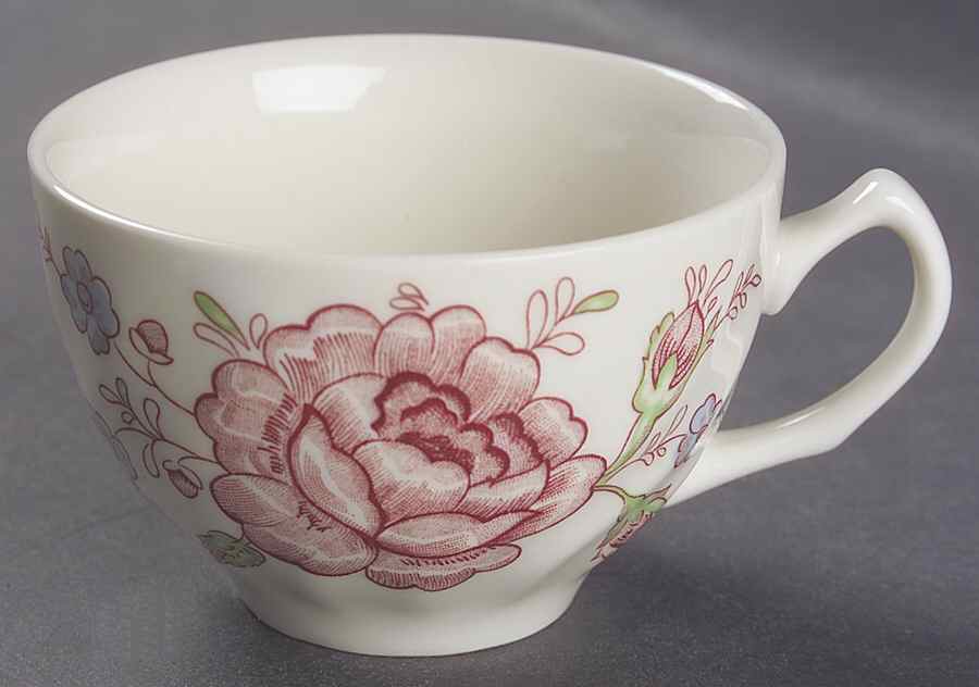 Rose Chintz Pink ("England 1883" Stamp) Flat Cup by Johnson Brothers-1