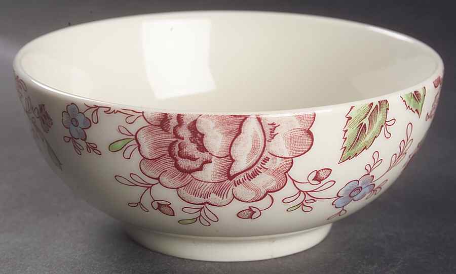 Rose Chintz Pink ("England 1883" Stamp) Footed Cereal Bowl by Johnson Brothers-1