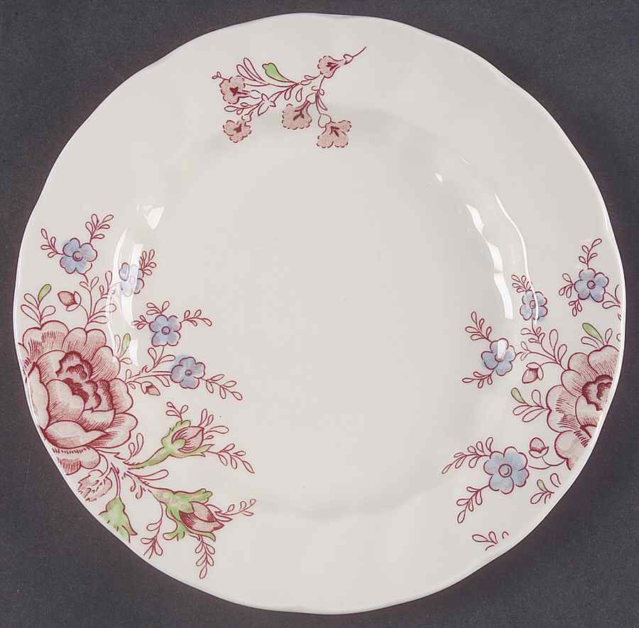 Rose Chintz Pink ("England 1883" Stamp) Accent Salad Plate by Johnson Brothers-1