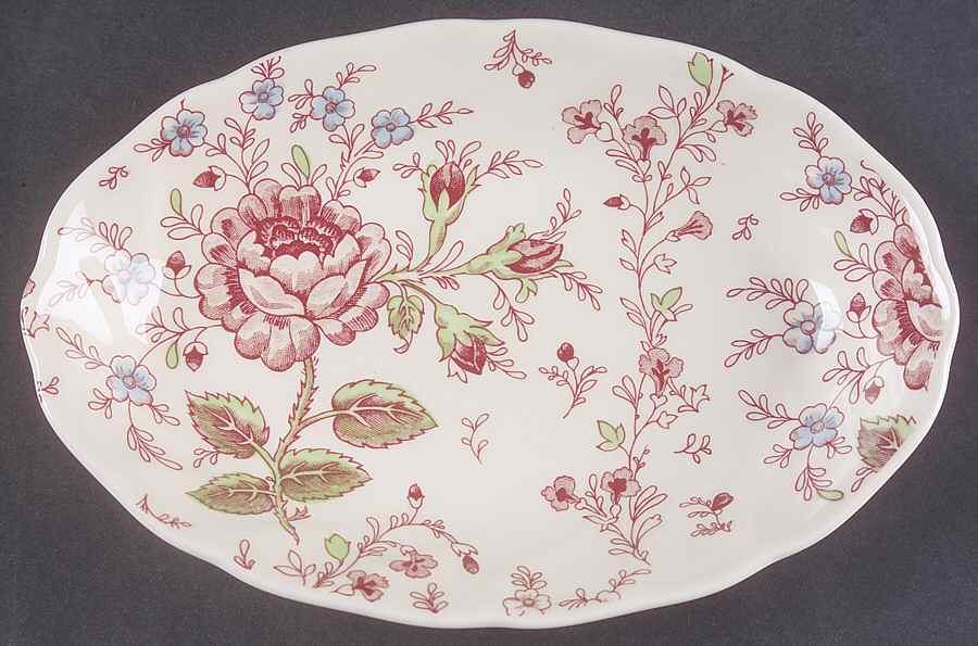 Rose Chintz Pink ("England 1883" Stamp) Relish/Gravy Underplate by Johnson Brothers-1